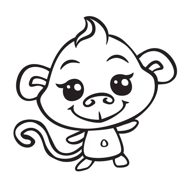 Cute monkey coloring page illustration — Stock Vector
