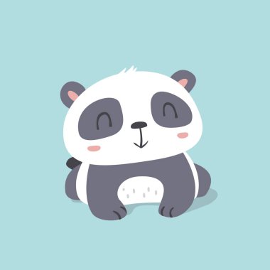 vektör kawaii stil şirin küçük panda illüstrasyon karikatür