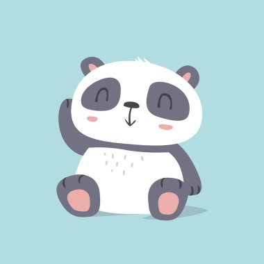 panda illüstrasyon vektör karikatür kawaii stil şirin oturan