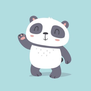 Merhaba illüstrasyon vektör karikatür kawaii stil sevimli panda demek