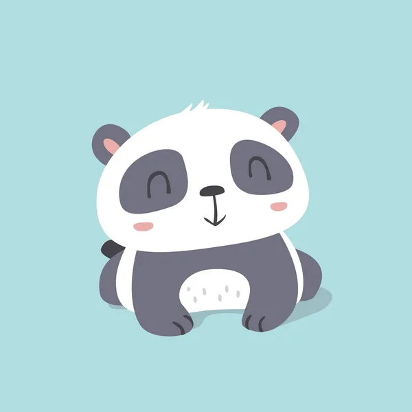 Vektör kawaii stil şirin küçük panda illüstrasyon karikatür — Stok Vektör