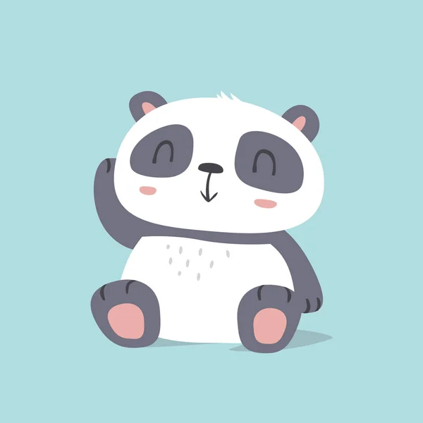 Vector de dibujos animados kawaii estilo lindo sentado panda ilustración — Vector de stock