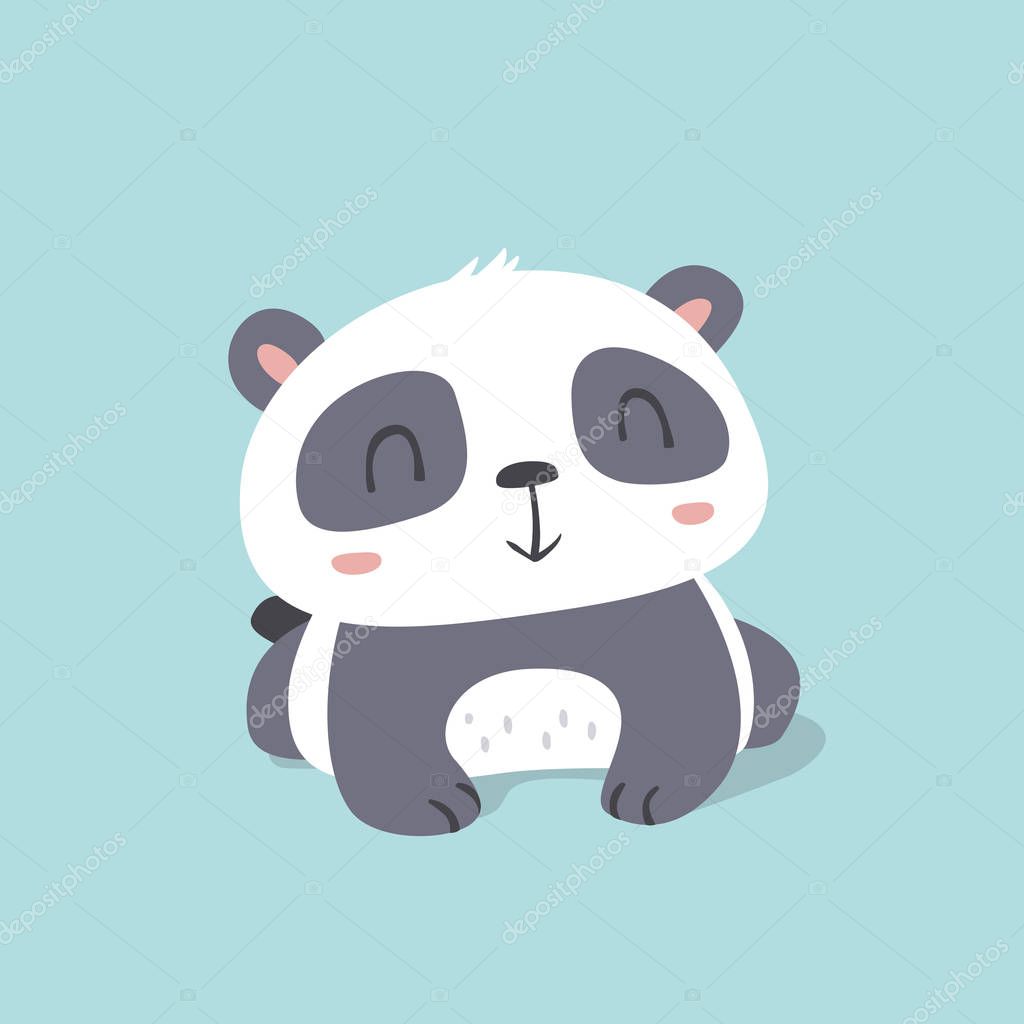 vector cartoon kawaii style cute little panda illustration