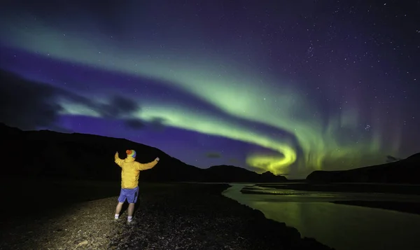 Saudação cores de auroraborealis Imagem De Stock