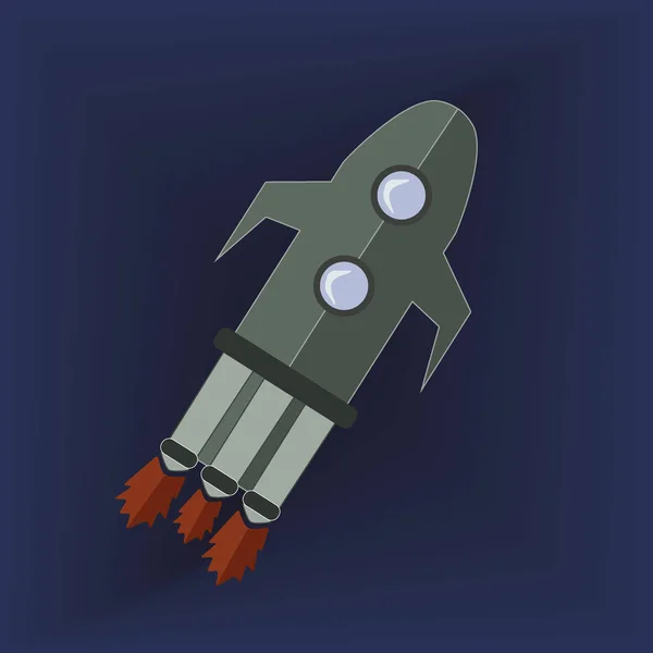 Grey Rocket in Space Icon — Stock Vector