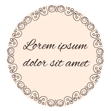 Tek renkli elle çizilmiş çerçeve metin ile