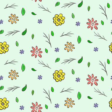 Elle çizilmiş rengarenk çiçeksiz desen