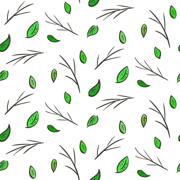 葉や枝のあるシームレスなパターン — ストックベクタ