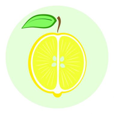 Bir buçuk split yarısı sarı limon simgesi, limon