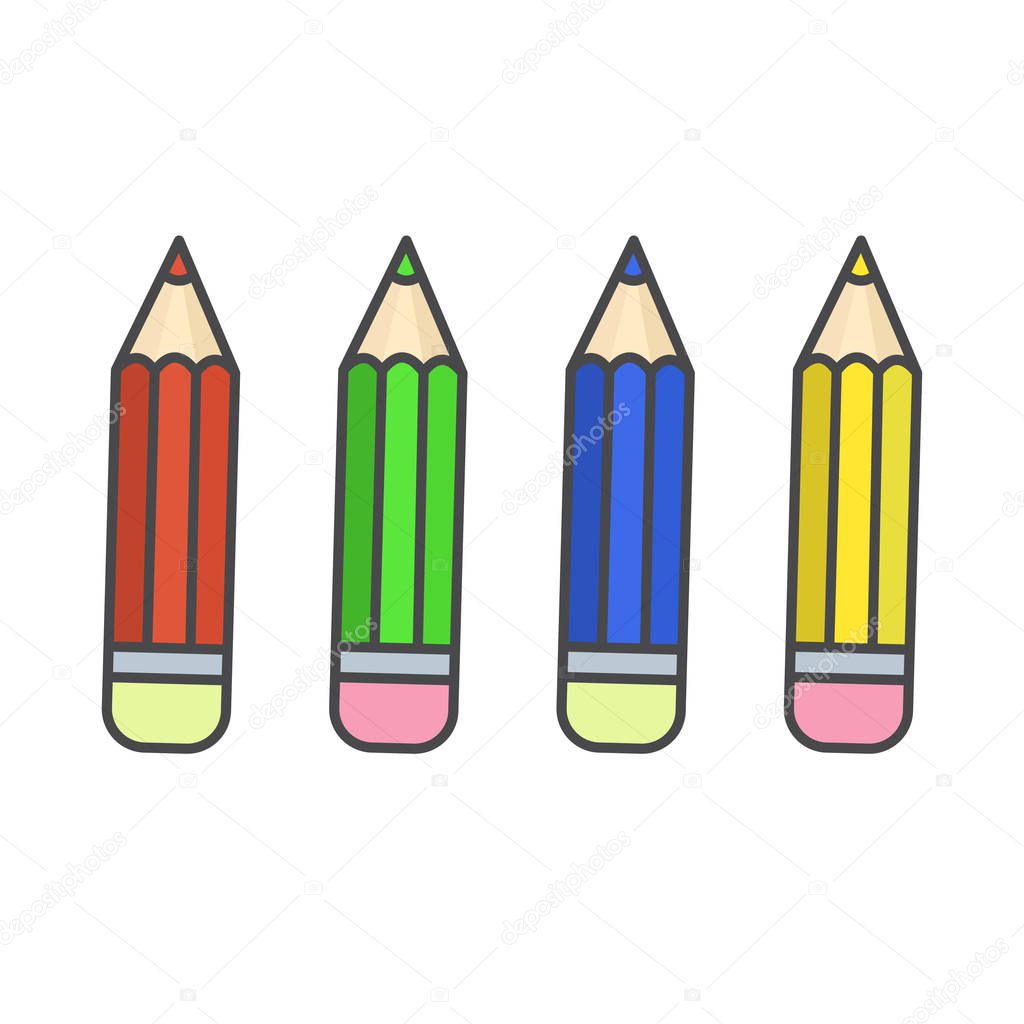 Flat color pencil icons