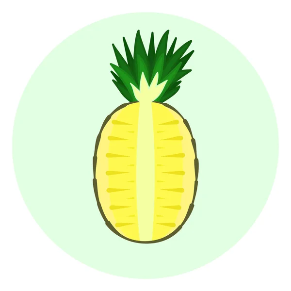 Fél ananász ikon, kettévágva egy ananász — Stock Vector