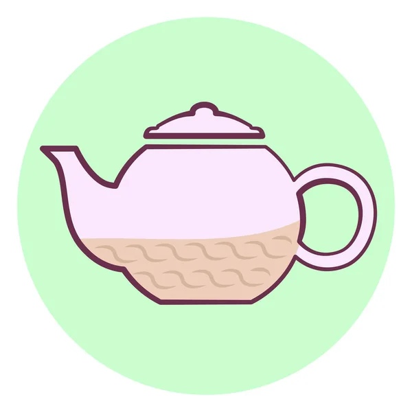 Cute outline purple teapot icon, teapot with tea — Stock Vector