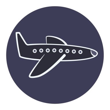 Flat cartoon plane icon, airplane symbol clipart