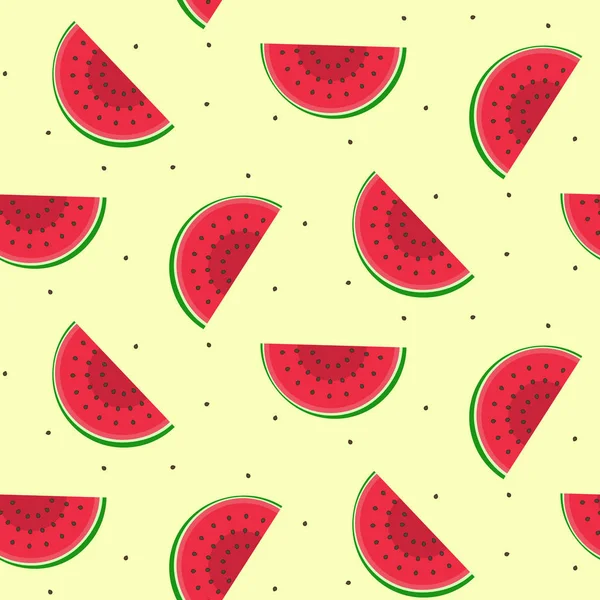 Naadloze patroon met gesneden watermeloen met zaden — Stockvector