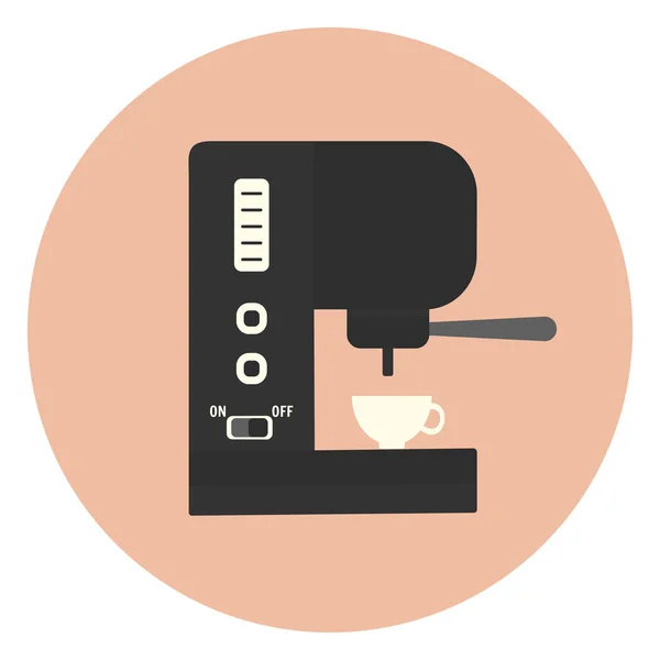 เครื่องชงกาแฟแบบแบนพร้อมปุ่มกดและถ้วย — ภาพเวกเตอร์สต็อก