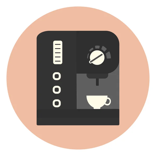 Máquina de café moderna plana com botões e xícara —  Vetores de Stock