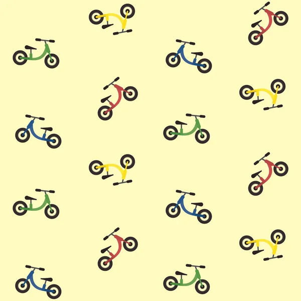 Färgglada barn balans cykel sömlösa mönster, cykel textur — Stock vektor