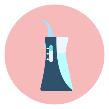Düz mavi oral irrigator simgesi, su ipi