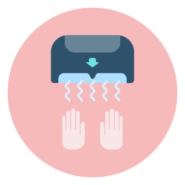 Düz mavi el kurutma makinesi simgesi, banyo ekipmanları