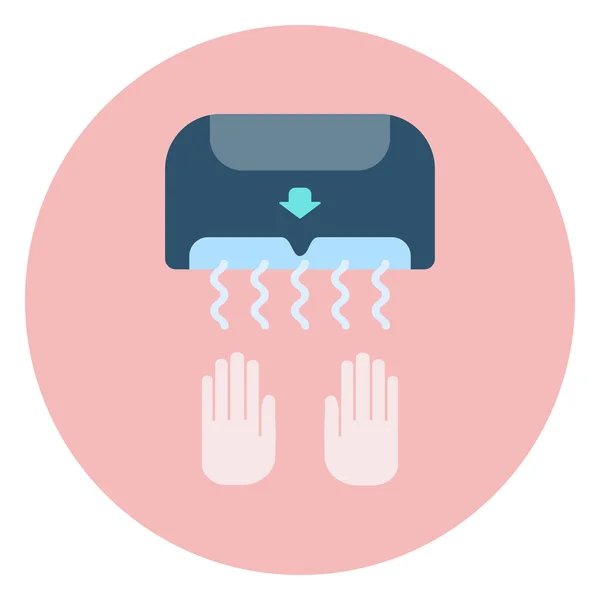 Icono plano de secador de manos azul, equipo de baño — Archivo Imágenes Vectoriales