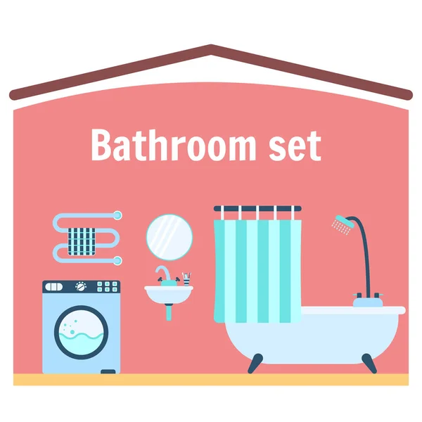 Set de iconos de electrodomésticos de baño vector azul plano — Archivo Imágenes Vectoriales