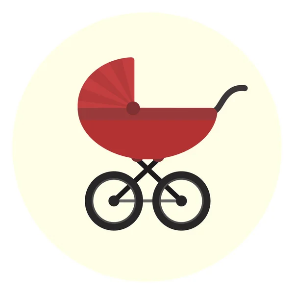 Icona per carrozzina rossa piatta. Trasporto unisex bambino — Vettoriale Stock
