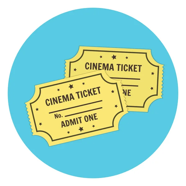 Flat vector retro cinema tickets icon. Cinematography symbol — Stock Vector