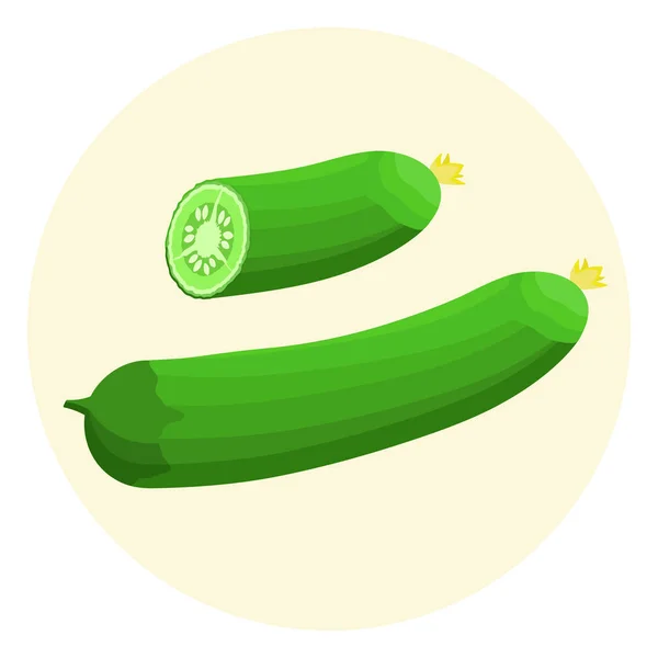 Icono de pepino verde fresco isométrico vector colorido: lleno y partido en una mitad — Vector de stock