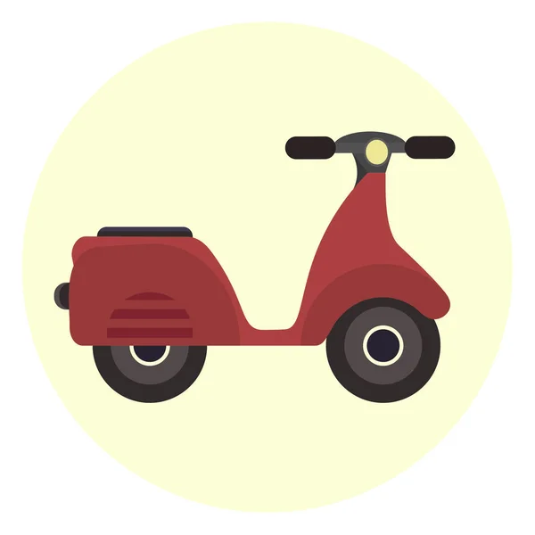 Icona scooter rosso piatto, bicicletta a motore. Trasporto urbano giovanile moderno — Vettoriale Stock