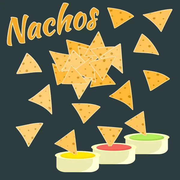 Flat colorful nachos icon, mexican food symbol — Stock Vector