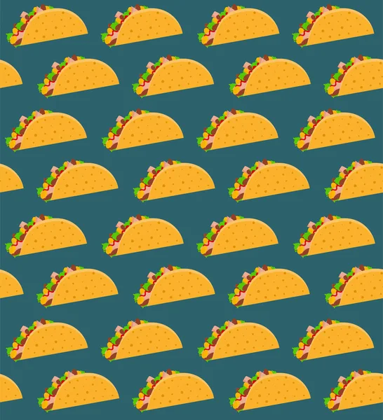 Μεξικάνικη Φαστ φουντ χωρίς ραφή πρότυπο με taco σε ακουαμαρίνα φόντο — Διανυσματικό Αρχείο