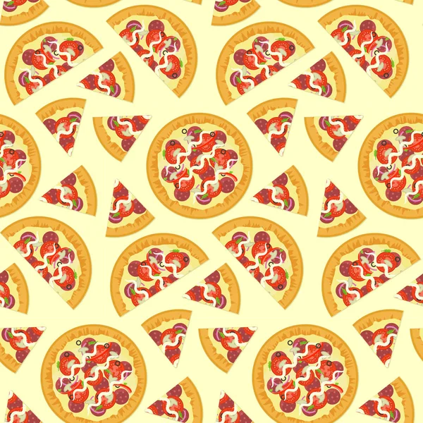 Düz vektör lezzetli İtalyan pizza seamless modeli