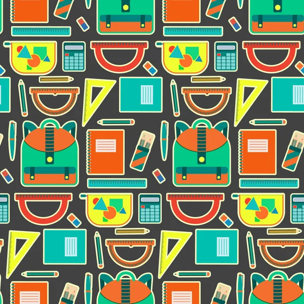 Sırt çantası, copybooks, kalem, kalem, cetvelleri ile sevimli parlak okul kalıbı