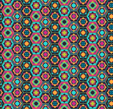 Geometrik marrakesh seamless modeli ile kontrast renkler çokgenler ve kareler, Doğu tarzı