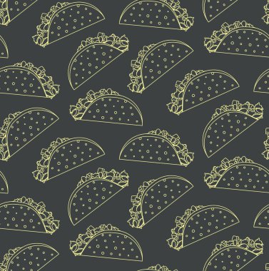 Meksika lokanta anahat taco siyah arka plan üzerine ile Seamless Modeli