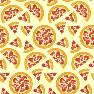 Düz vektör lezzetli İtalyan pizza seamless modeli