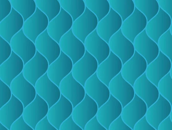与蓝色几何水槽波浪有鳞元素抽象无缝模式 — 图库矢量图片
