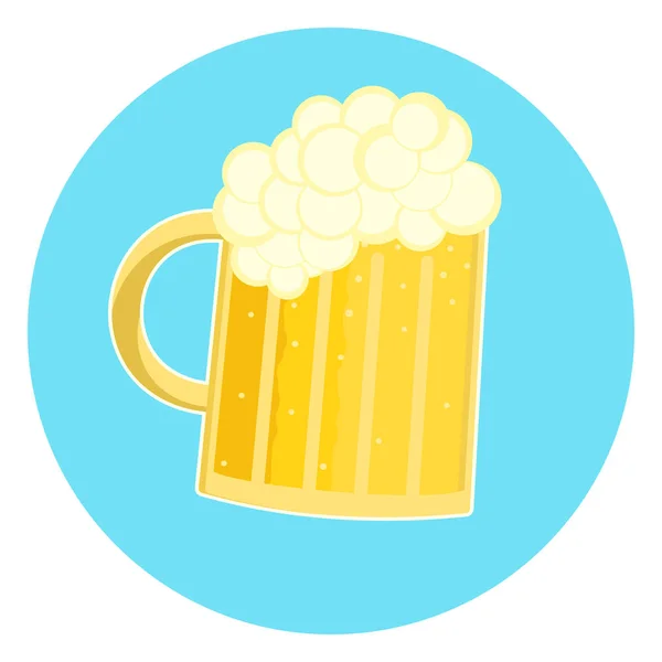 Plant glas skummande gul öl ikon, pint ale — Stock vektor
