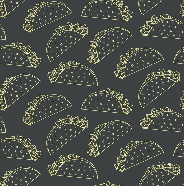 Meksika lokanta anahat taco siyah arka plan üzerine ile Seamless Modeli