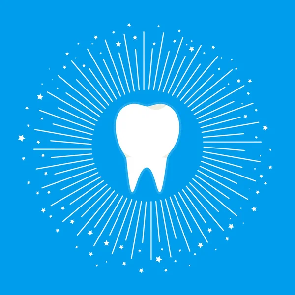 Plat wit glanzend schone gezondheid tooth symbool — Stockvector