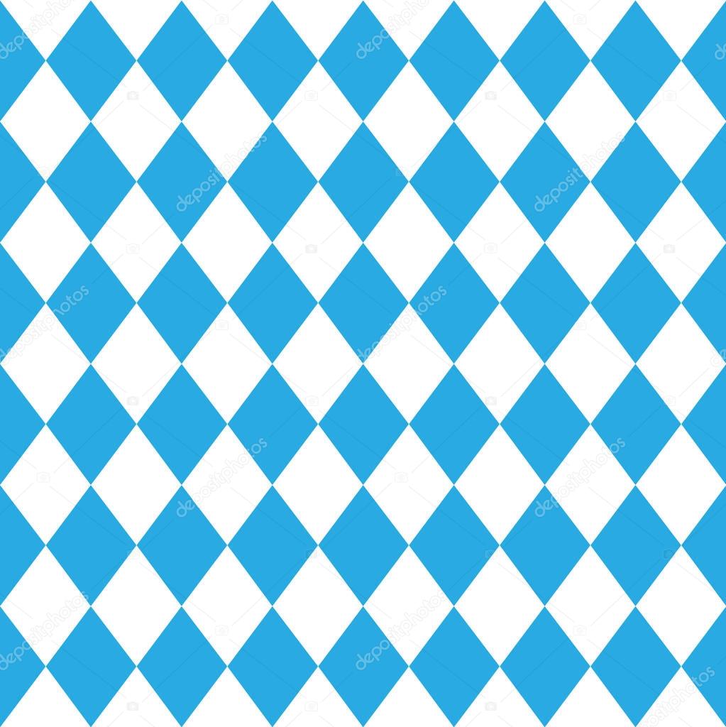 Vector seamless oktoberfest pattern with white and blue rhombus