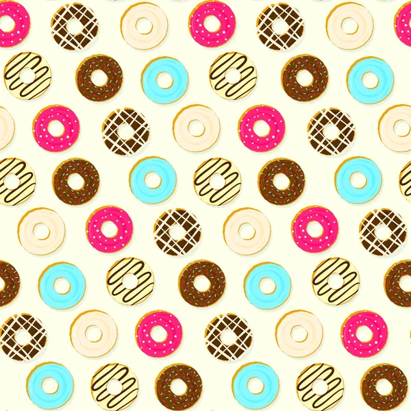 Colorido saboroso topping donuts sem costura padrão —  Vetores de Stock