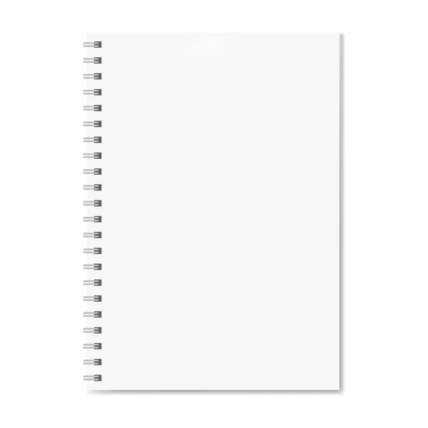 Cuaderno espiral realista maqueta, portada en blanco copybook — Vector de stock