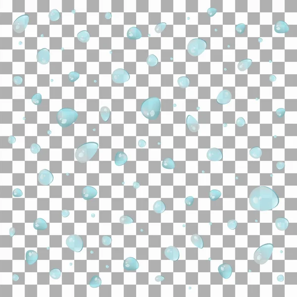 Сині реалістичні краплі води на прозорому фоні — стоковий вектор