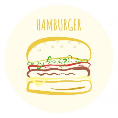 Anahat renkli hamburger simgesi