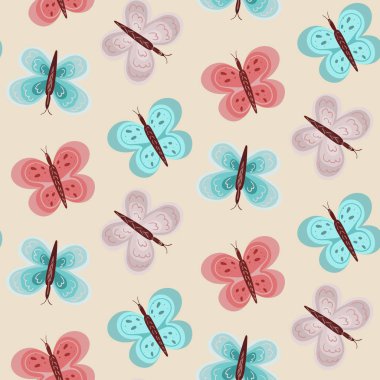 Bebek kız modeli mavi ve pembe kelebekler ile