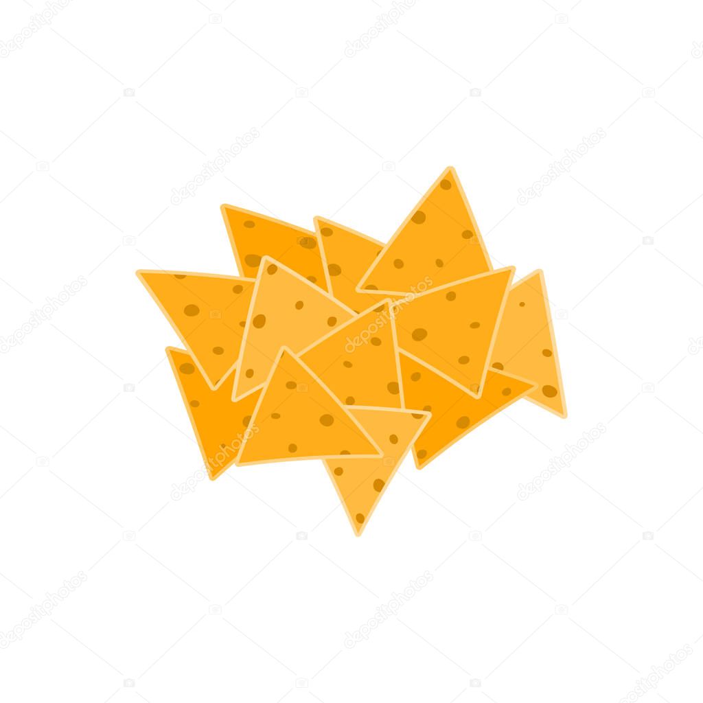 Flat vector color mexican fast food nachos icon. Traditional mexican fast food symbol for cafe, bar, restaurant menu design, background