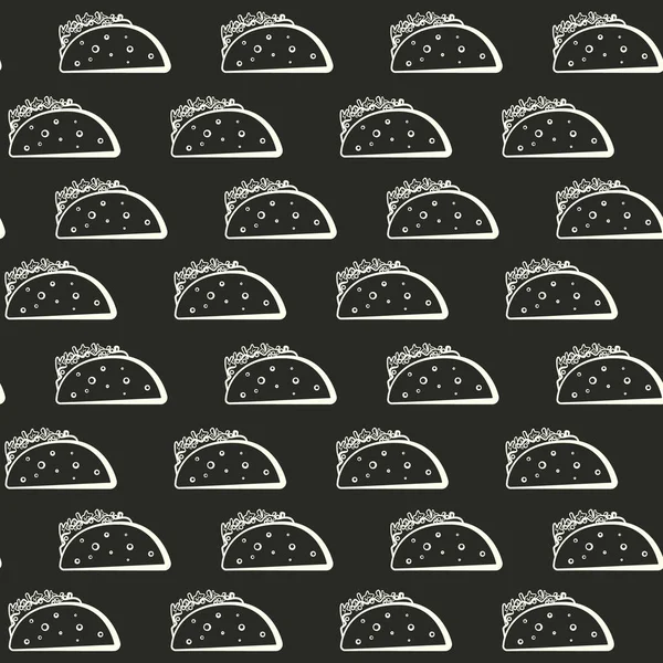 Μονόχρωμη taco μοτίβο, tacos φόντο — Διανυσματικό Αρχείο