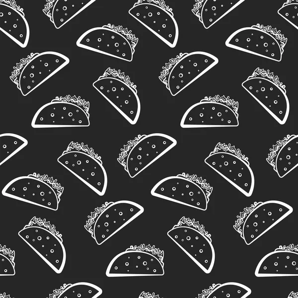 Μονόχρωμη μοτίβο με λευκό taco σε μαύρο — Διανυσματικό Αρχείο