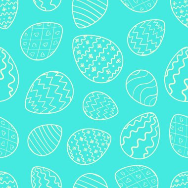 Mavi anahat yumurtalı Paskalya desen